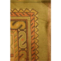  Persian Heriz design green ground rug carpet, triple lozenge pole medallion, stylised bird motifs, 350cm x 262cm  