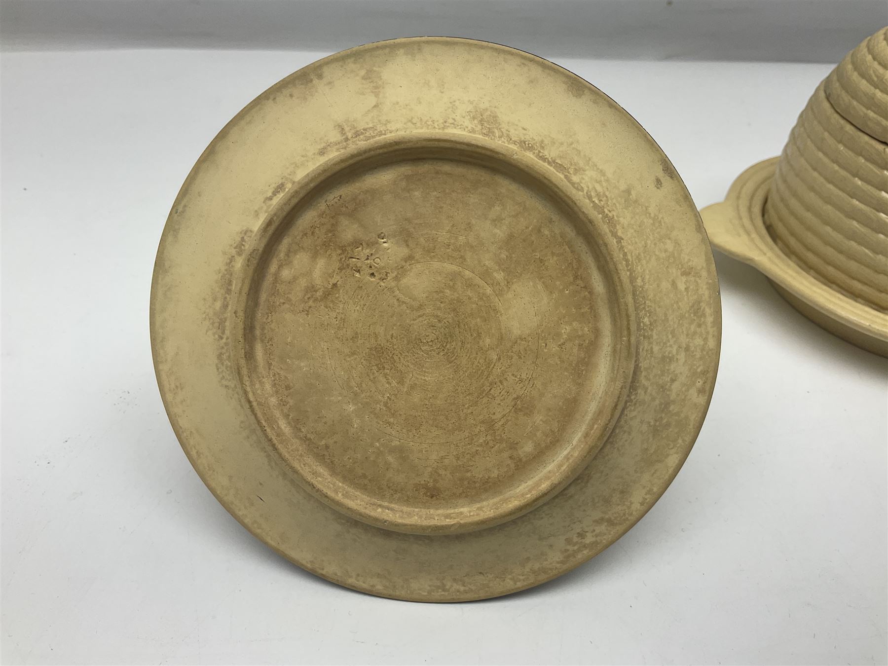  19th century Wedgwood drabware beehive honey pot, together with another similar example, Wedgwood H12cm 
