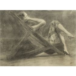 Richard Farrant (British Contemporary): 'Relaxation', charcoal signed, titled verso 37cm x 50cm