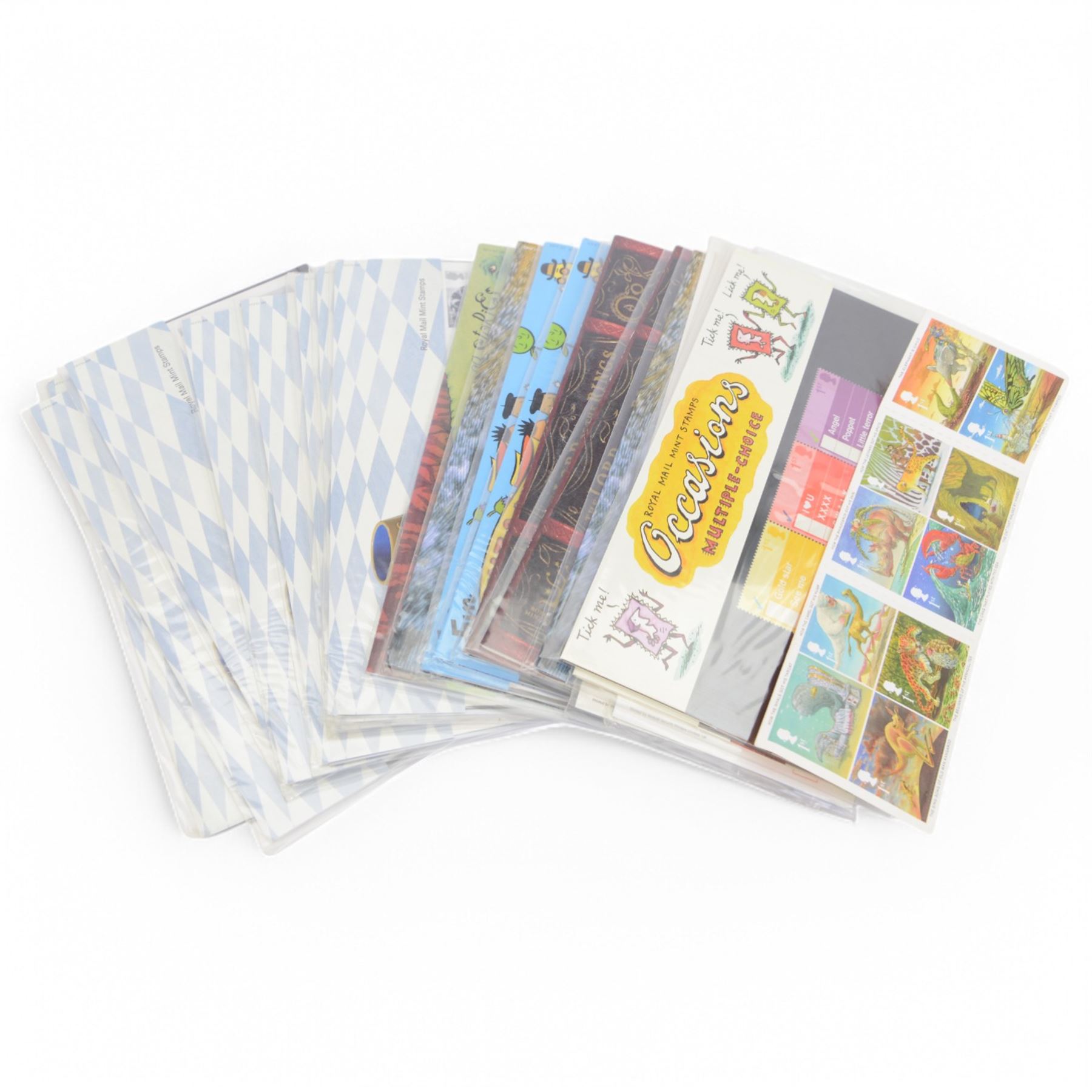 Queen Elizabeth II mint decimal stamps, all first class presentation packs, face value of usable postage approximately 300 GBP