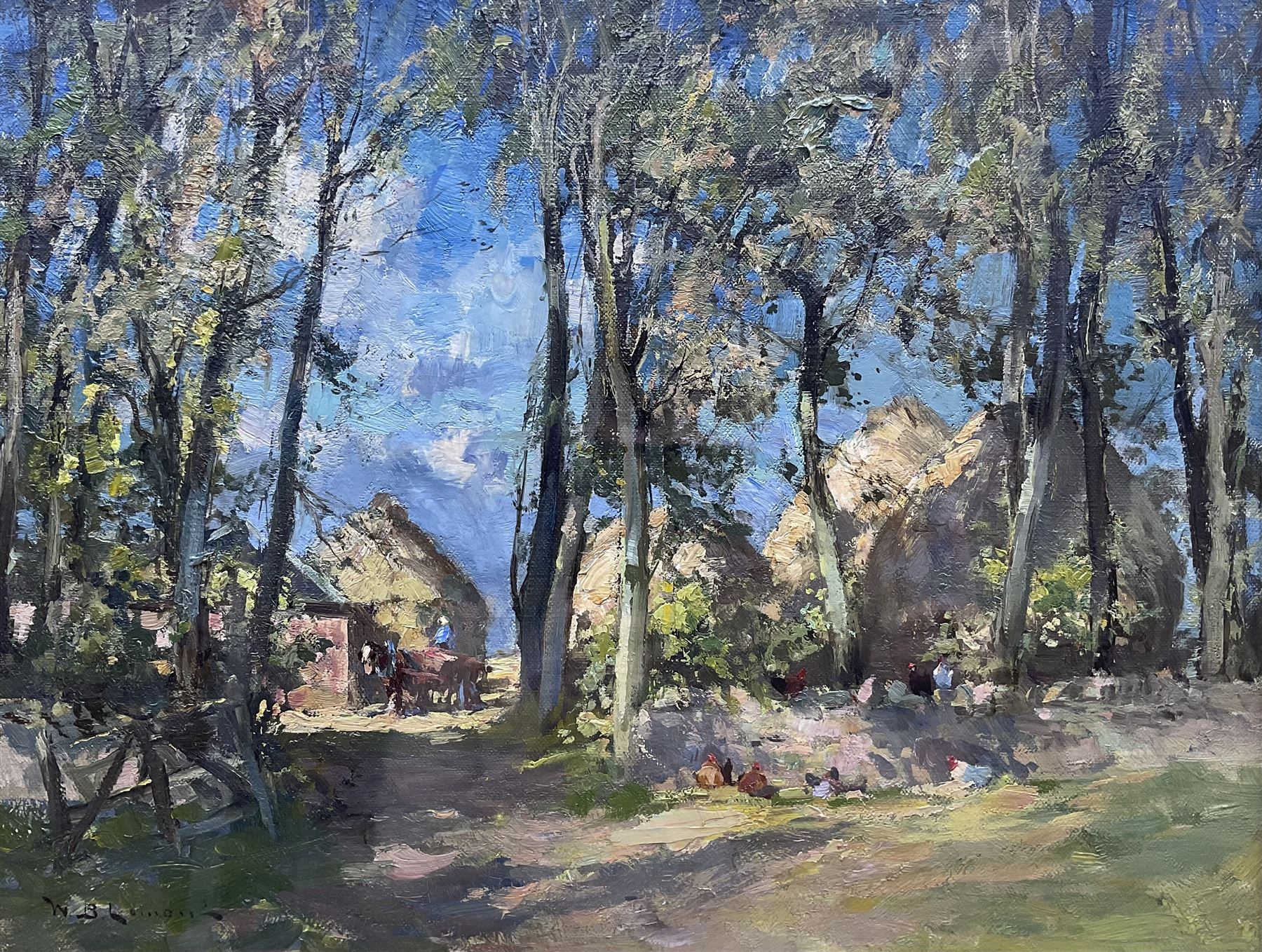 William Bradley Lamond (Scottish 1857-1924): The Stackyard, oil on canvas signed 34cm x 44cm