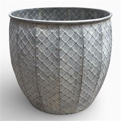 Set of three graduating galvanised circular planters