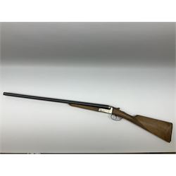 Spanish Master 12-bore side-by-side double barrel boxlock ejector sporting gun, 70.5cm barrels, pale walnut stock with chequered grip and plain fore-end and thumb safety, serial no.130828, L113cm SHOTGUN CERTIFICATE REQUIRED