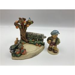 Nine Hummelscapes by Goebel, to include Bavarian Bire Garten, Cuck Crossing, Fisherman's Feast, Strudel Haus etc, each with associated Hummel figures, tallest H14cm 