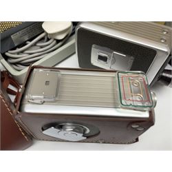 Bolex Paillard P3 Zoom Reflex camera body, serial no 38090, with 'B te S.G.D.G Som Berthiot Pan-Cinor 1:1.9 f=8a 40' lens, serial no. 40251438 in case, Kodak Brownie movie camera, Kodak model 2 Brownie movie camera and a Kodak 8 Movie Projector A-15G and other camera equipment 