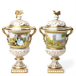 Two Coalport Eagle commemorative vases, painted with scenes depicting a Thomas Gainsboroug...