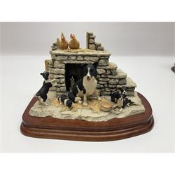 Three Border Fine Arts figure groups, comprising In from the Cold, no JH62, Let Sleeping Dogs Lie, no JH36 and Jocks Pride, no JH5 all on wooden base