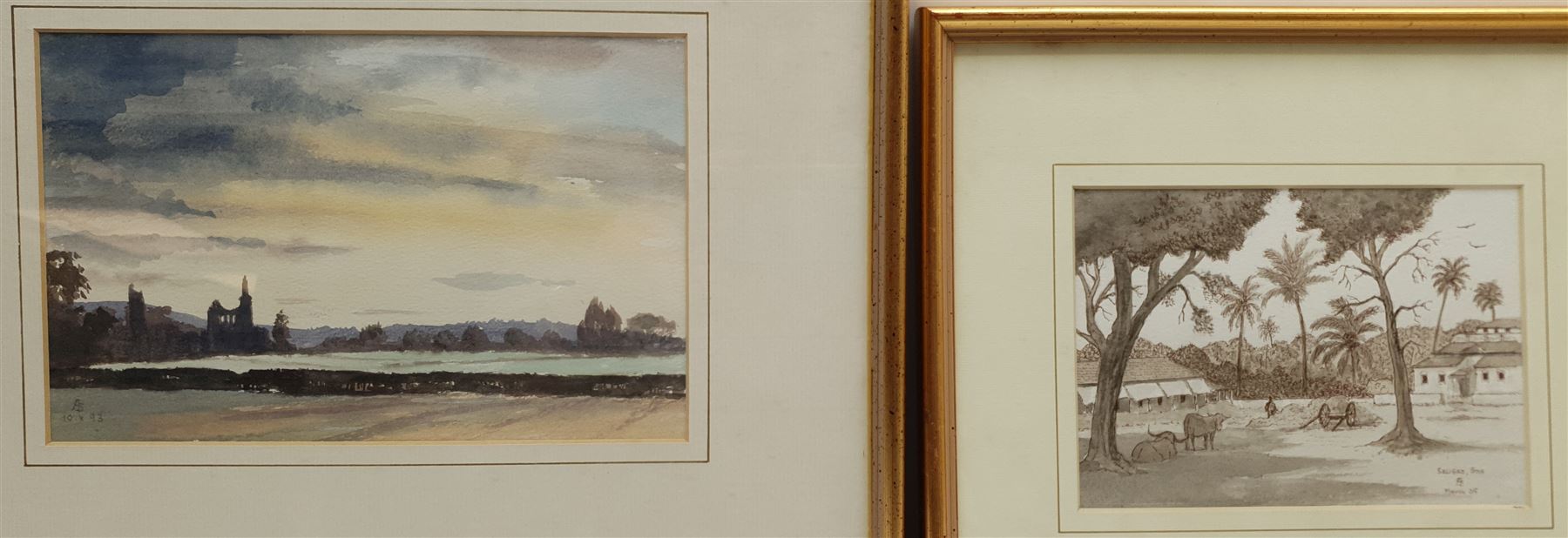 Sir Arthur David Saunders Goodall (British 1931-2016): Byland Abbey, Rievaulx Abbey, and 'Saligao Goa', three watercolours signed with monogram and variously dated, max 24cm x 30cm (3)
Notes: David Goodall was a British diplomat and High Commissioner to India from 1987-1991. His interest in painting began at school at Ampleforth College, but he only started painting seriously twenty years later after reading Churchill's 'Painting as a Pastime'.