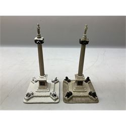 Five Lilliput Lane models from the 'Britain's Heritage' collection, comprising The Royal Albert Hall, Windsor Castle Round Tower, Eros and Nelson's Column and another snowed, all boxed