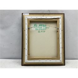 Al Hesso (Swedish Contemporary): The Stairway Gamla Stan, oil on canvas signed, titled and dated 2010 verso 40cm x 32cm