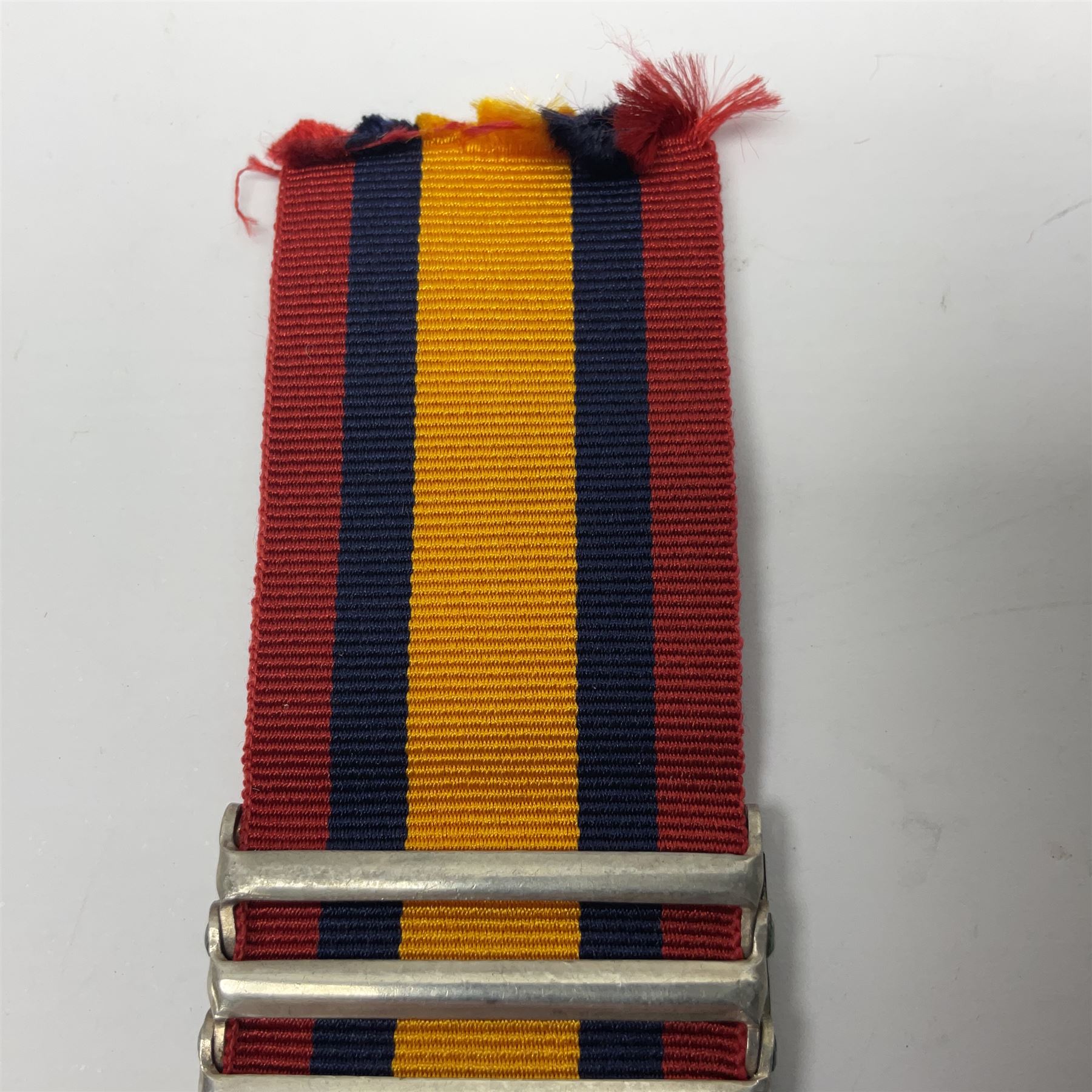 Victoria Queens South Africa Medal with Transvaal, South Africa 1901 and South Africa 1902 clasps awarded to 6769 Pte. D. Leak Liverpool Regiment; with replacement ribbon.