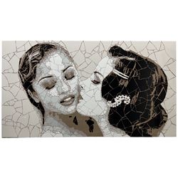Ed Chapman (British 1971-): 'Girl on Girl', ceramic tile mosaic signed titled and dated 2006 verso 62cm x 113cm