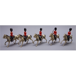  Britains Set No.32 2nd Dragoons Royal Scots Greys with four Dragoons and officer on trotting horses, in original Whisstock box  