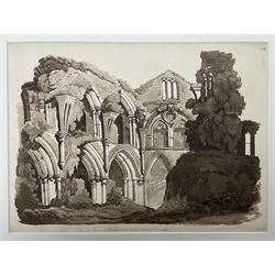 Samuel Prout (British 1783-1852): 'Rudiments of Landscape in Progressive Studies. Drawn, and Etched in Imitation of Chalk', collection of soft ground etchings pub. Rudolph Ackermann c.1813, each 36.5cm x 26cm, each mounted and bound in two bespoke folios