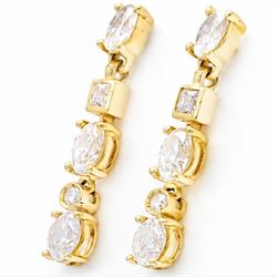Pair of 18ct gold cubic zirconia pendant stud earrings