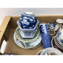 Collection of Oriental and Oriental style ceramics, to include ginger jars, vases, plates, tea wares, etc., in one box 