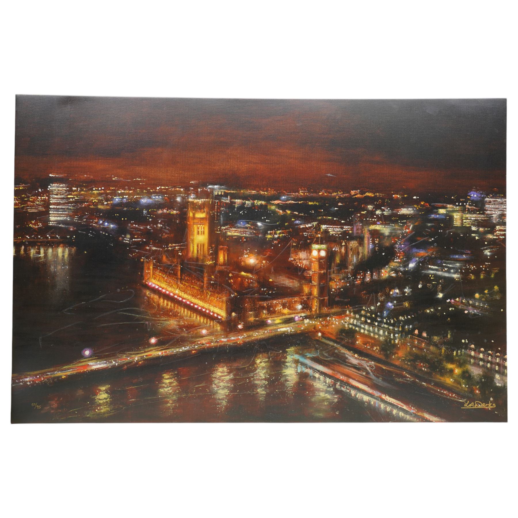 Lesley Anne-Derks (British 1977-): 'Symphony of Lights', limited edition embellished colour print on canvas signed and numbered 50/95, with certificate of authenticity 67cm x 102cm