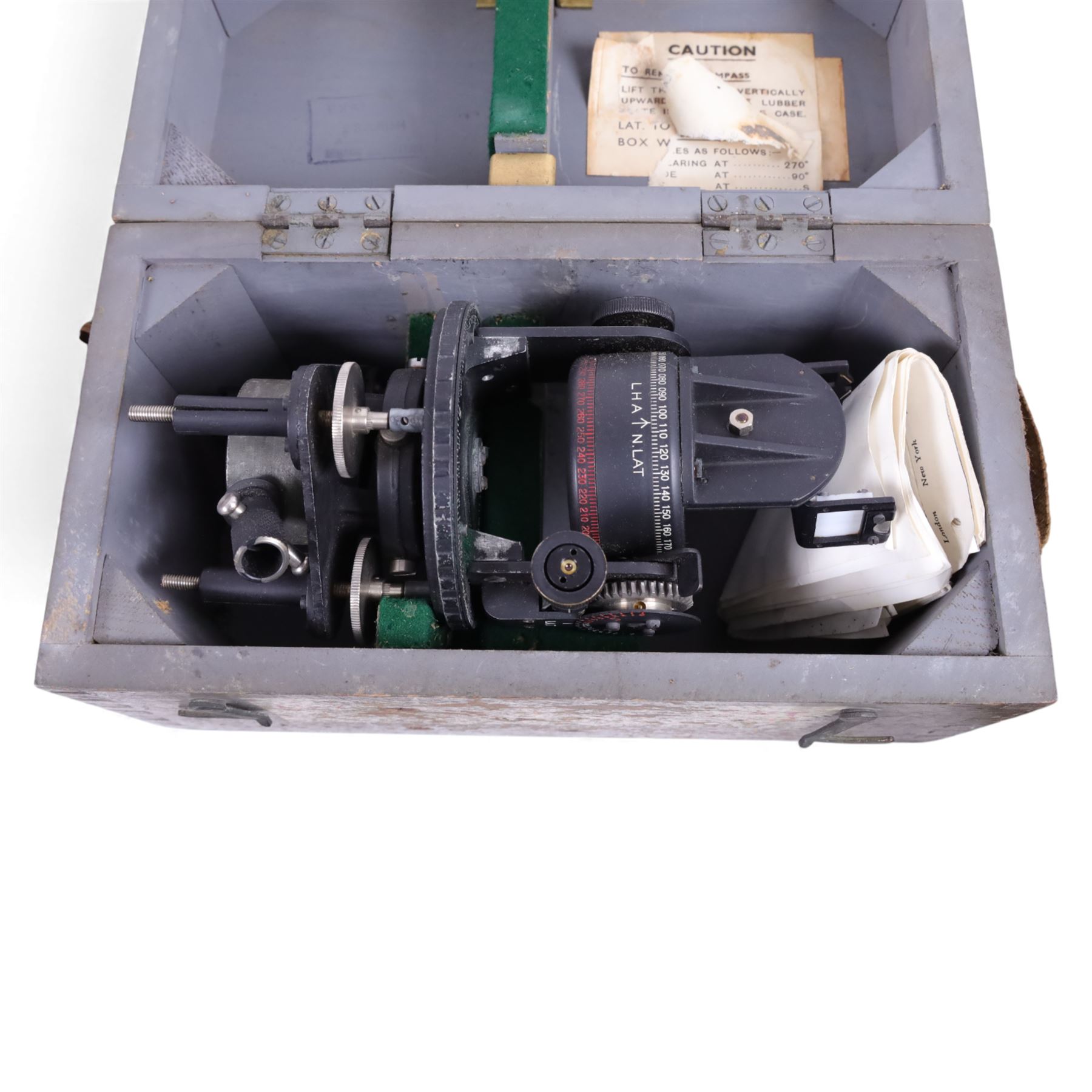 Carl Zeiss Jena theodolite no. 46339, Astro Compass MKII, stereoscopic viewer and glass slides