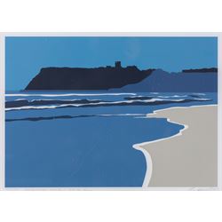 Ian Mitchell (British Contemporary): 'Scarborough Castle North Bay' , limited edition digi...