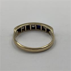 9ct gold seven stone sapphire and diamond half eternity ring, hallmarked 