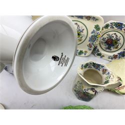 Wedgwood Chippendale pattern coffee pot, Spode Italian pattern bowl with blue mark, Mason's ironstone jug, bowl, plate, Carlton Ware, Royal Worcester etc