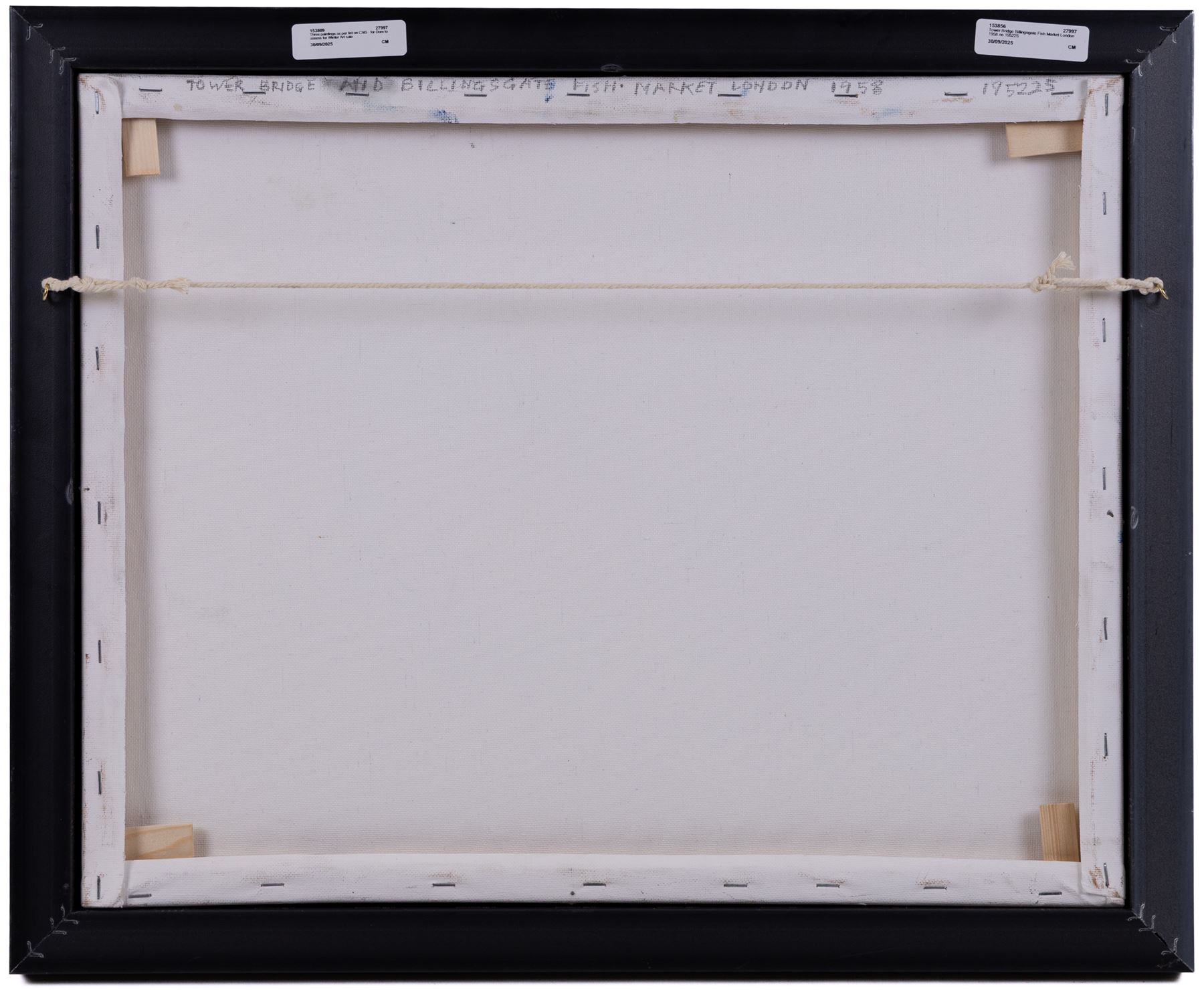 Steven Scholes (Northern British 1952-): 'Tower Bridge and Billingsgate Fish Market - London 1958', oil on canvas signed, titled verso 38cm x 49cm