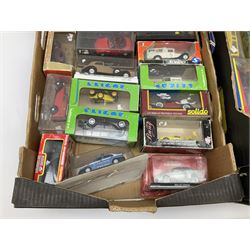 Quantity of boxed die-cast models, to include Corgi buses, Shell Classic Sportscar Collection cars, Solido examples etc in three boxes