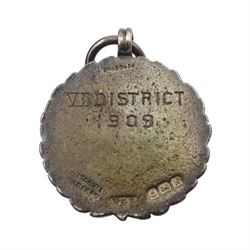 Early 20th century 9ct rose gold Albert chain, with 9ct gold fob Chester 1913 and one other Edwardian silver fob