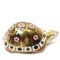 Collection of Royal Crown Derby paperweights, comprising Yorkshire Rose 'Father Tortoise' with gold stopper, boxed, Baby Rowsley Rabbit Exclusive for Sinclairs, with gold stopper, boxed, and three miniature bears (5)
