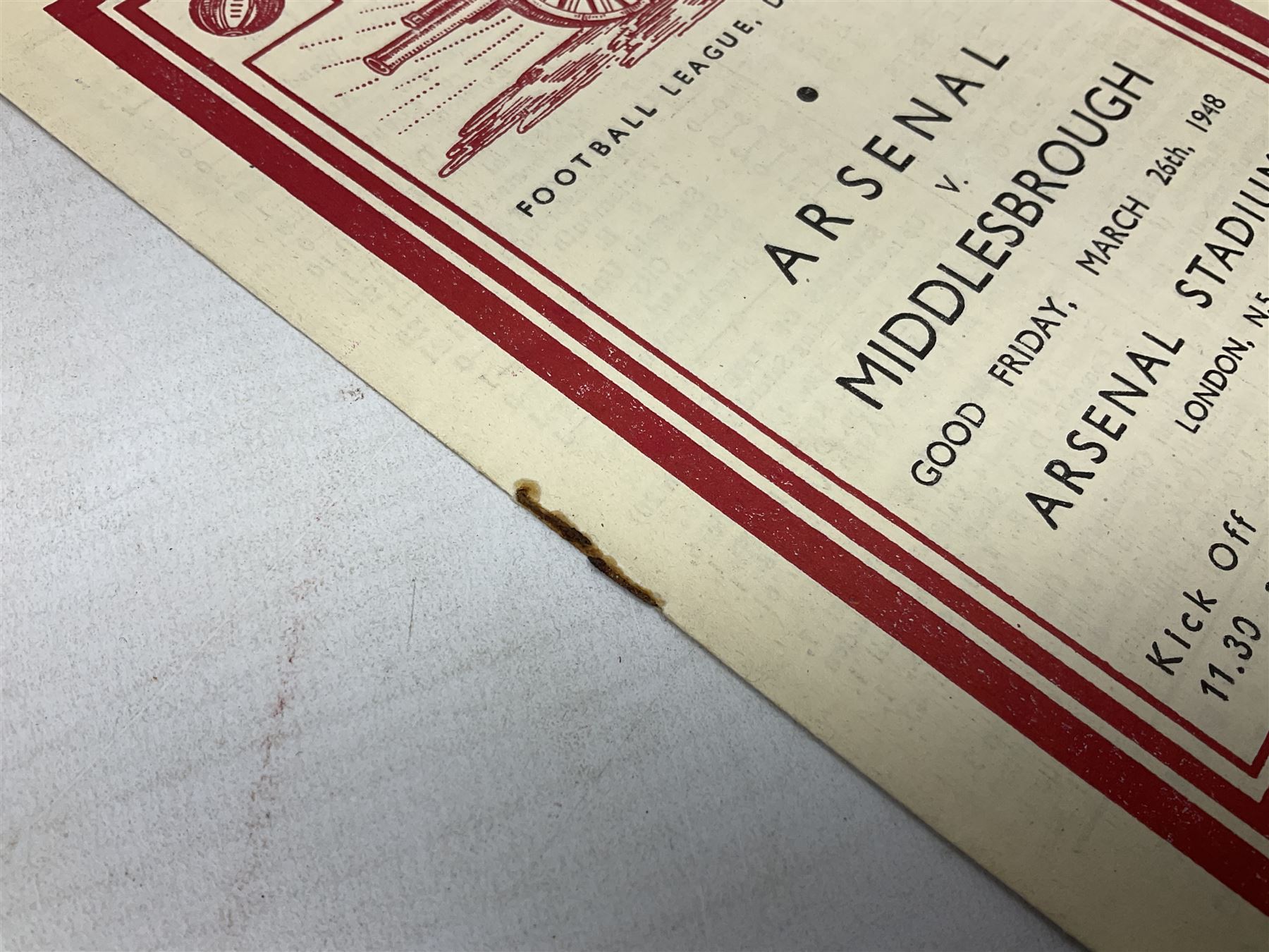 Arsenal F.C. - twenty-five home programmes 1947/48 including Division One, F.A. Cup, Football Combination Cup (Reserves) and a Friendly Match; some Souvenir editions and duplicates (25)