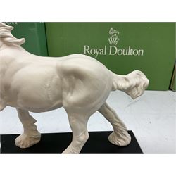 Five Beswick and Royal Doulton horse figures in matt white on black plinths, comprising of  Spirit of Affection no. 2689/2536, Springtime no.2837, Spirit of peace no.2916, Spirit of earth no.2914 and Spirit of the wild no. 183, together with a composite figure of a horse (6)