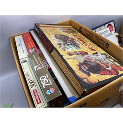 Five boxes of various vintage toys and board games, dolls etc