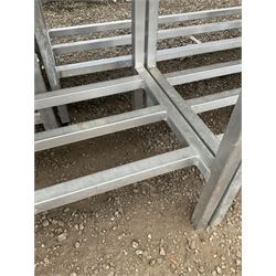 Aluminium framed preparation table with stainless steel top, barred under-tier - THIS LOT IS TO BE COLLECTED BY APPOINTMENT FROM DUGGLEBY STORAGE, GREAT HILL, EASTFIELD, SCARBOROUGH, YO11 3TX