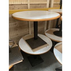 Pair of marble effect round tables. - THIS LOT IS TO BE COLLECTED BY APPOINTMENT FROM DUGGLEBY STORAGE, GREAT HILL, EASTFIELD, SCARBOROUGH, YO11 3TX