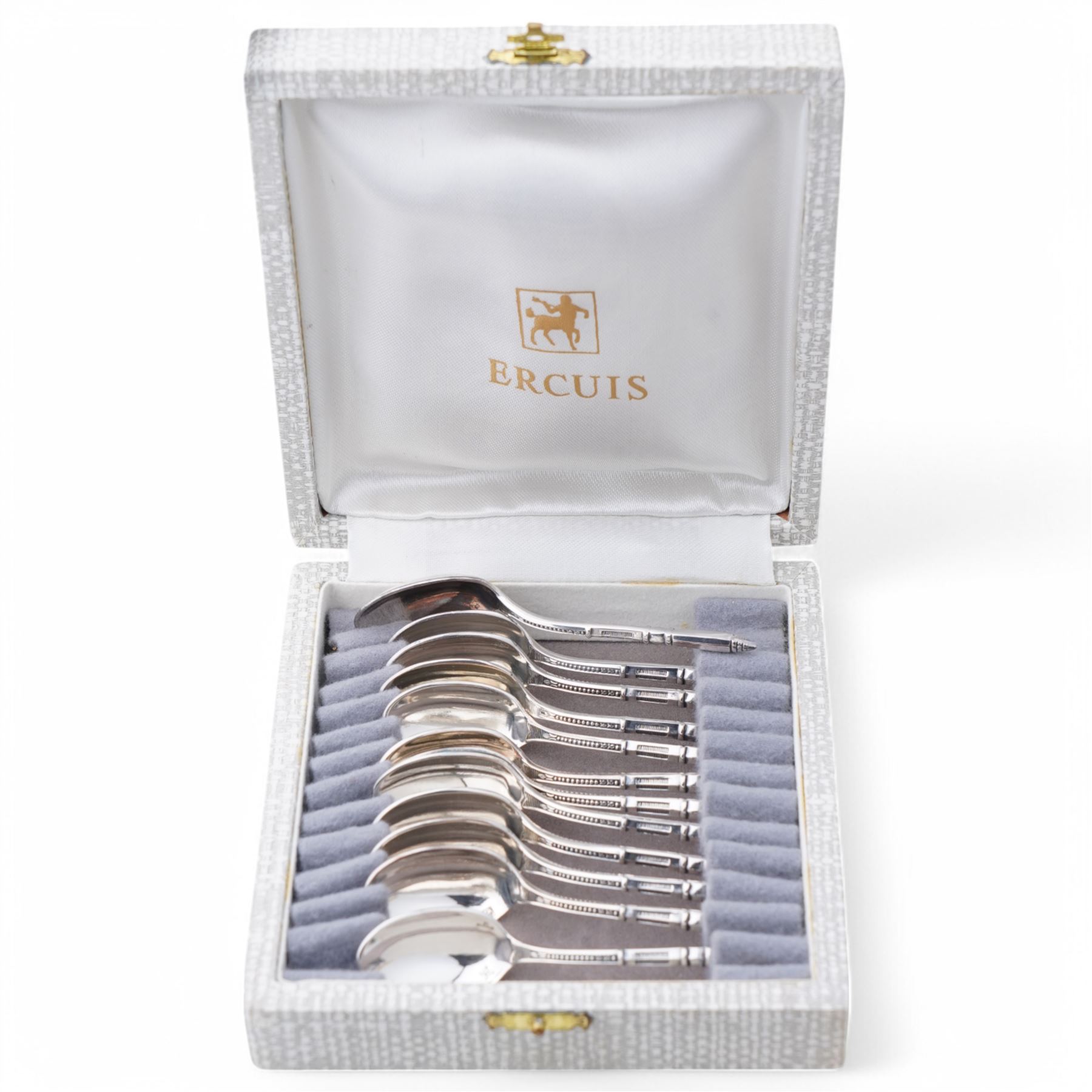 Set of six Norwegian 925 standard silver gilt coffee spoons with