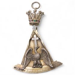 Victorian silver gilt Masonic Rose Croix collar jewel London 1875 Maker Henry Thomas Lamb, Scarborough Lodge silver gilt and enamel Past Masters Jewel, Malta Grand Craft collar jewel, silver and enamel Royal Order of the Red Branch and various other Masonic jewels 