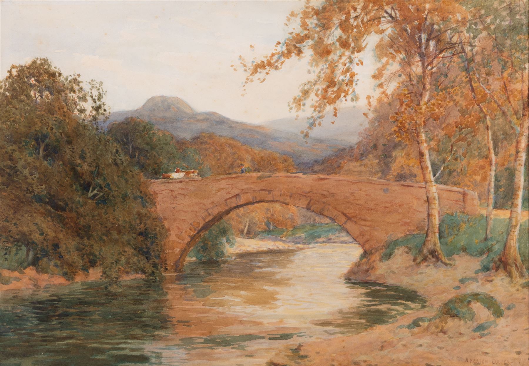 Alfred Heaton Cooper (British 1863-1929): Brig o' Turk in the Trossachs, watercolour signed 38cm x 55cm 
Provenance: with The Heaton Cooper Studio, stock label verso