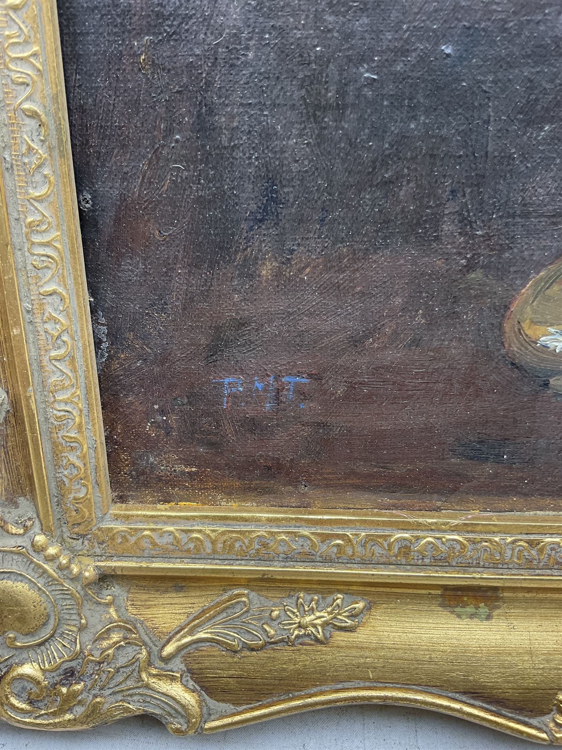 Percy Morton Teasdale (Staithes Group 1870-1961): Still Life of Roses, oil on canvas signed with initials 30cm x 25cm