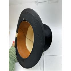 Akubra pure fur felt trilby hat, together with another trilby and two top hats, one by Woodrow and one by Dunn & Co