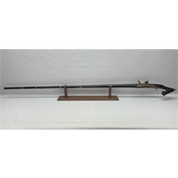 19th century Arabian(?) jezail flintlock musket, approximately 28-bore, the 137cm(54