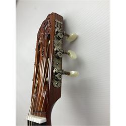 Harmony Model H6360 acoustic guitar in mahogany with spruce top, L103cm overall; and 1970s B&M (Barnes & Mullins) Concert Grande acoustic guitar, L101.5cm overall; each in hard carrying case (2)