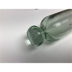 Victorian glass rolling pin, black basalt teapot, mother of pearl box with foliate engraving and sliding lid, and a wooden writing slope, with purple velvet interior, writing slope H14cm