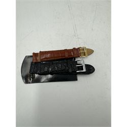 Six gentleman's wristwatches, including Avia, La Carre and Le Chat examples, together with a Smiths shockproof stop watch and a Sekonda stop watch, and a collection of spare watch straps