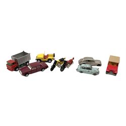 Matchbox/Superfast - nine '1-75' series models comprising 64d Fire Chief car, 65e Airport Coach, 66f Tyrone Malone Superboss, 68e Chevrolet Van, 69e Security Truck, 71e Cattle Truck, 72d Bomag Road Roller, 75c Alfa Carabo and 75e Helicopter; all boxed; and eight unboxed and playworn models (17)