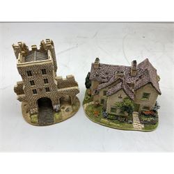 Four Lilliput Lane models from the 'Britain's Heritage' collection, comprising Edinburgh Castle, The World Famous Blacksmith's Shop Gretna Green, Shakespeare's Birthplace and Mickelgate Bar York, together with  a Lilliput Lane Beatrix Potter Hill Top model, all boxed
