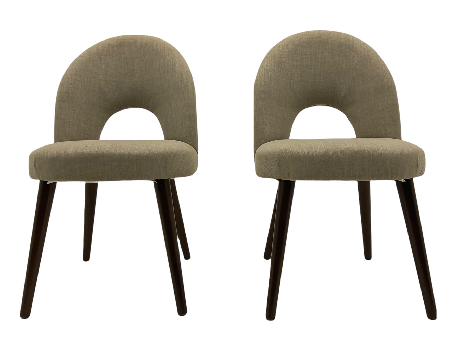 Bentley Designs - Premier collection 'Oslo' contemporary walnut extending dining table and six chairs upholstered in steel grey fabric. 