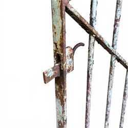 19th century wrought iron hand gate, with hinge loops and latch, in rustic white finish
