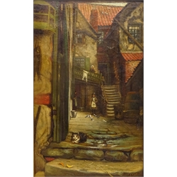  Arguments Yard, Whitby, 19th century oil on canvas mounted onto board signed J Pratt 46cm x 28cm   