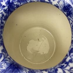 Doulton Burslem vase with fluted rim, in the Gloire-de-Dijon pattern H31cm