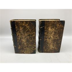 Eighteen 19th century leather bound books including Oeuvres Completes De Voltaire. 1827 Paris. Two volumes; Oeuvres De Pierre Corneille. 1892 Paris; Commentarium in Librum Geneseos Scripsit Thomas Josephus Lamy. 1883 Mechliniae; etc (18)